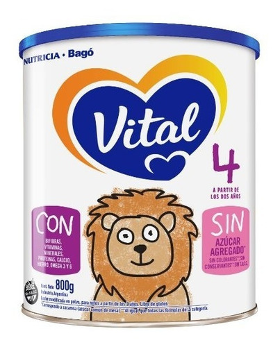 Imagen 2 de 3 de Vital 4 X 800grs. 4 Unidades De Leche En Polvo Infantil.