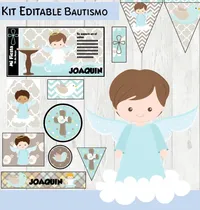 Comprar Kit Imprimible 3x1 Bautismo Nene Celeste Baby Mini Candy Bar