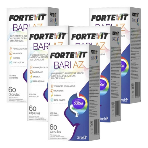 Kit Fortevit Bari Az - Bariatron Com 5 Caixas De 60 Cáps Cd