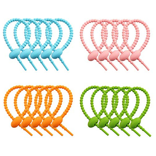 Twist Tie 20pcs Colorido Reutilizable Cable De Silicona...