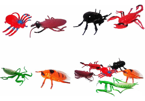 6 Figuras De Insectos Cucaracha Alacran Mantis Escarabajo