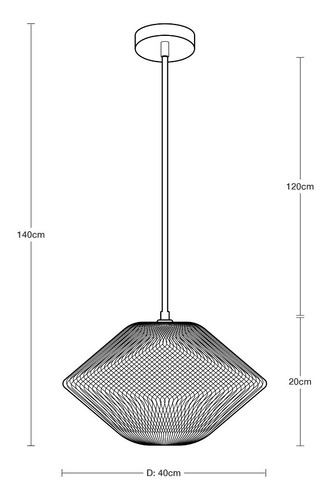 Lámpara Colgante Vintage Negro Ratán E27 1 Luz