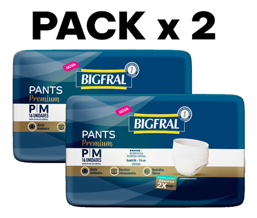 Pack X2 Ropa Interior Desc. Bigfral Pants Premium X 16 P - M