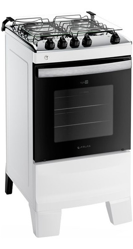 Fogão 4 Bocas Atlas Agile Up Glass Mesa Inox Branco Bivolt