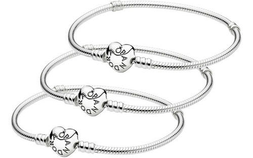 3 Pcs Pulsera Original Plata Incluye Estuche Y Bolsa