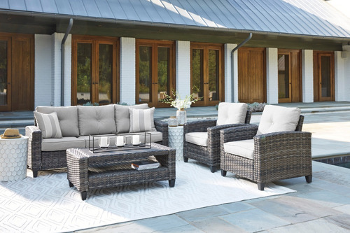Imagen 3 de 8 de Set Muebles De Mimbre Para Jardín O Exteriores, 4 Piezas