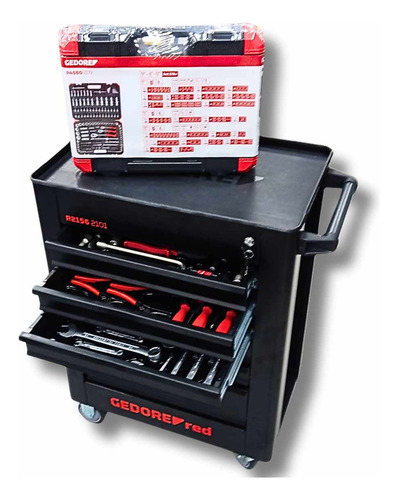 Carro Com Ferramentas Completo 220 Pç 6 Gavetas Gedore Black