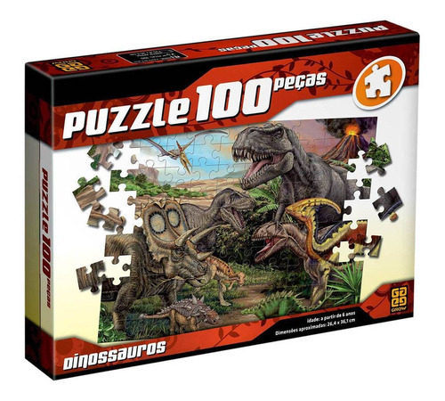 Dinossauros 100 Peças Quebra Cabeça Puzzle - Grow 02660