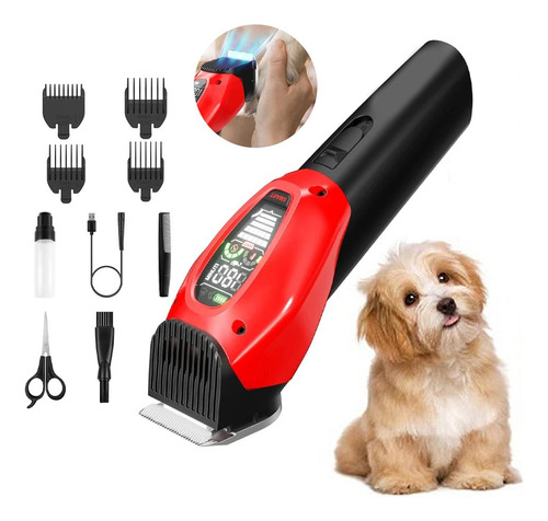 Led Silenciar Cortadora De Pelo Profesional For Perros Rojo