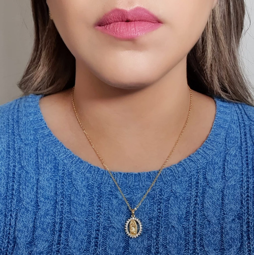 Collar Y Pulsera Religiosa Virgen De Guadalupe 22k Calidad P