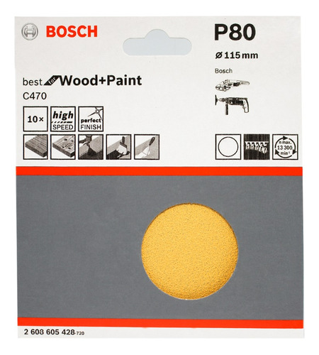 Disco De Lija C470 115mm G80 10u Madera+pintura Bosch