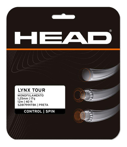 Corda Head Lynx Tour 1.25mm Copolímero Preto - Set Ind. 12 M