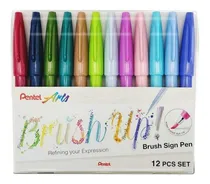Comprar Kit Canetas Brush Sign Pen Cartela 12 Canetas Pentel Arts Cor do exterior 12 cores