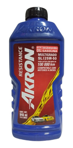 Aceite Akron Mineral 25w50 Alto Kilometraje Original Sellado