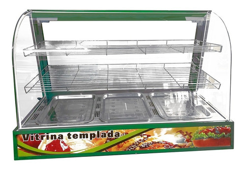 Vitrina Mantenedor De Calor Verde 2 Bandejas 3 Niveles