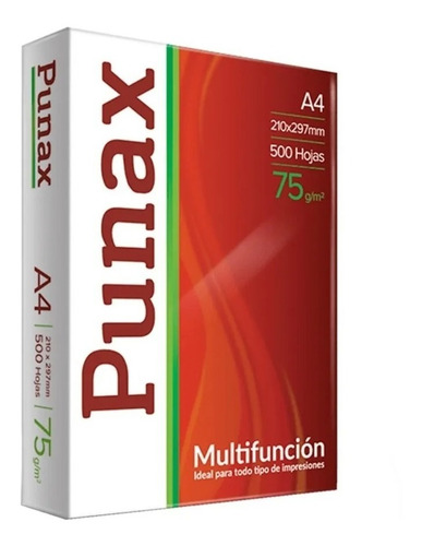 Imagen 2 de 6 de Resma Punax A4 75g 500 Hojas De Papel Blanco Para Impresora