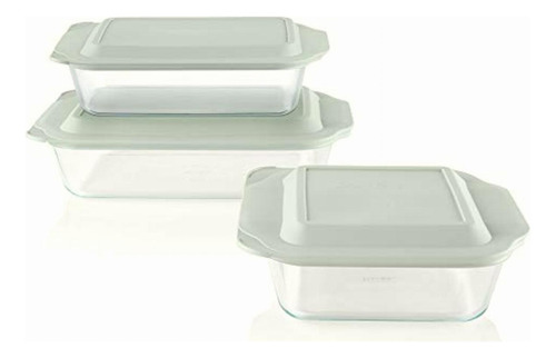 Pyrex 1135014 Refractario De Vidrio Cuadrado Set De 6 Piezas