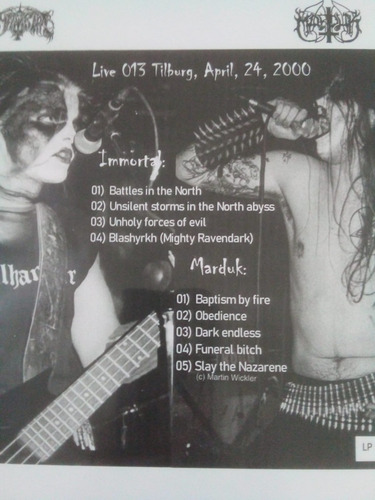 Marduk Immortal Live Enslaved Celtic Frost Venom Satyricon