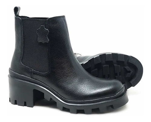 Imagen 5 de 6 de Botín Chelsea Estilo Combat Boot Fina Piel Vacuno Para Dama