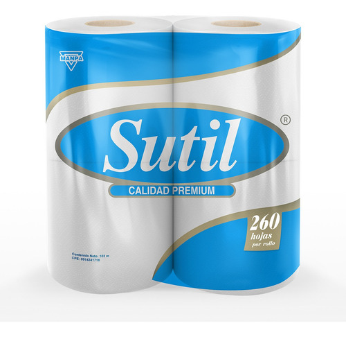 Imagen 1 de 1 de Papel Higiénico Sutil Calidad Premium - 4 Rollos 260 Hojas