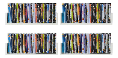 4 Prateleira Para Dvds 128 Cds 148 Coleções Mdf Branco 50x15