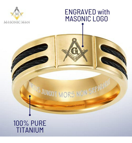 Anillo Masónico De Titanio Para Hombre Con Grabado En Latín