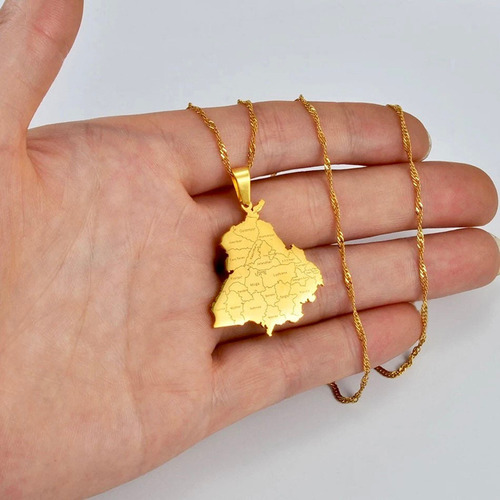 Collar Con Colgante De Mapa De Punjab De Acero Inoxidable, J
