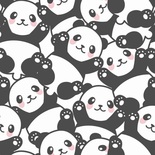 Papel De Parede Adesivo Desenho Panda Com Fundo Branco 18m