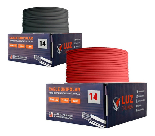 Pack: 2 Cajas Cable Calibre 14 Cada Una De 100m Fábrica Casa