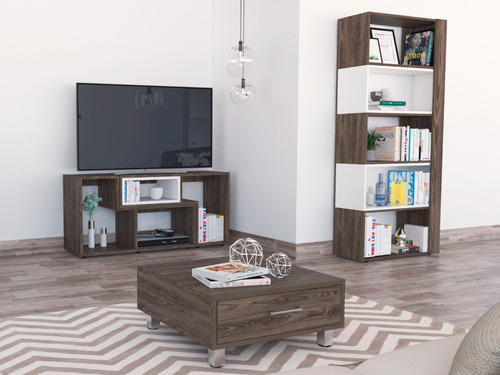 Rack Extensible Tv40 + Biblioteca Cubo + Mesa De Centro - C