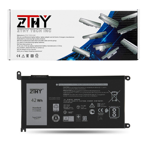 Bateria Zthy 42wh 51kd7 Para Dell Chromebook 11 3180 3189 5190 3181 2-in-1 Series P28t001 Y07hk Fy8xm 0fy8xm 11.4v 3 Cel