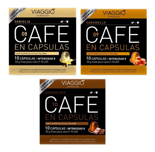 Pack 30 Cápsulas 3 Sabores Café Para Nespresso