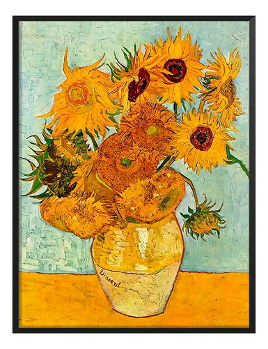 Cuadro Flores Girasoles Jarron Arte Van Gogh Sala C/ Marco