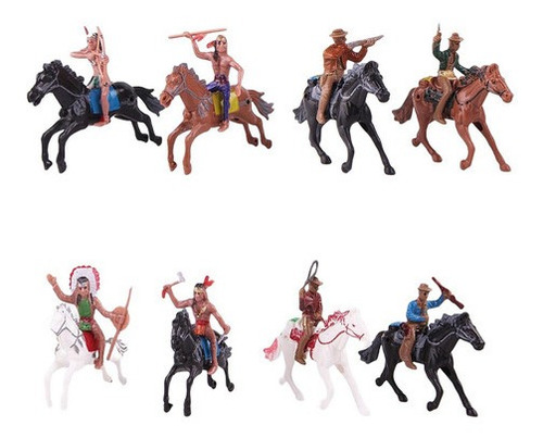 Paquete De 8 Figuras De Vaqueros De Juguete Con Caballo Para