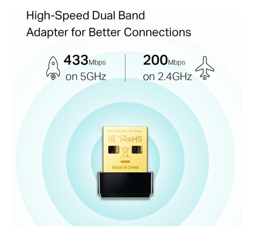Adaptador Wifi Tp-link Nano Ac600 Archer T2u Nano Para Pc