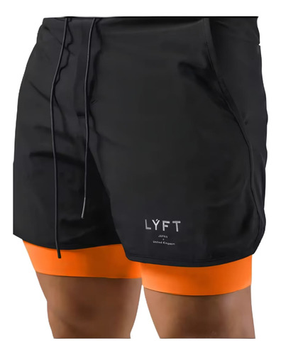 Short Gym Hombre Deportivo 2 En 1 Bolsa Celular Moda Lyft