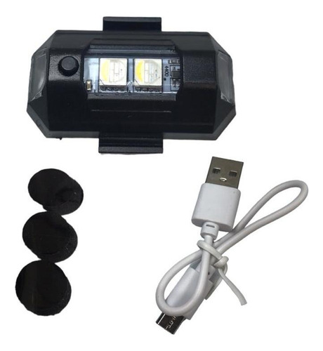 Plafon Destellador Rgb Bici Moto Recargable Con Usb Color Negro