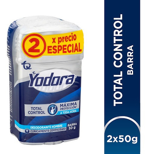 Desodorante En Barra Yodora Hombre Control Total 50 Gr X 2 U
