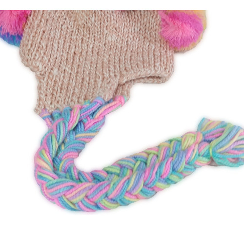 Gorro Con Orejeras Y Trenzas Tipo Unicornio Para Niña