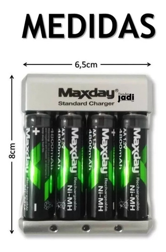 Imagen 5 de 8 de Cargador De Baterias Aa Aaa 9v + 4 Batera Recargable Aa Pila