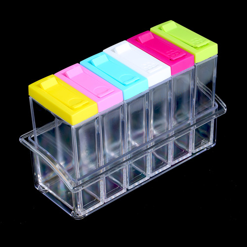 Set De 6 Tarros Mezcladores De Especias De Plástico Con Tapa