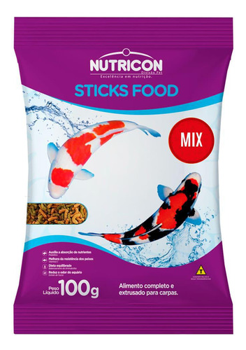 Ração Para Carpas Adultas Nutricon Sticks Food Mix - 100g