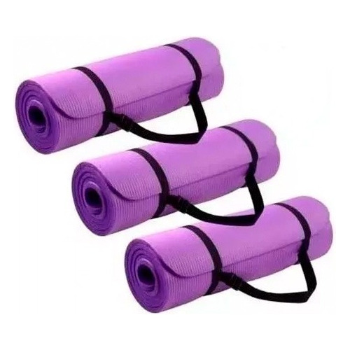 3x Colchoneta Mat Yoga Pilates Nbr 10mm + Cinta Transporte