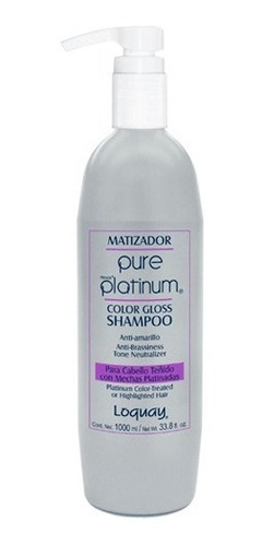 Loquay Shampoo Matizador Pure Platinum De 1 L. Tonos Plata