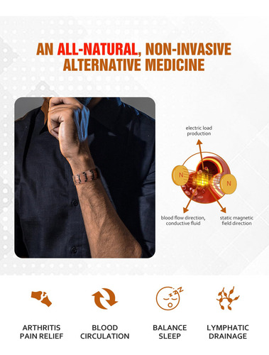 Pulseira De Cobre Puro Para Homens, Pulseiras Magnéticas E.
