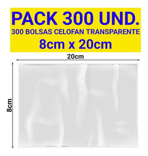 Bolsas Polipropileno Celofán Plásticas 8x20 Cm 300un Pack