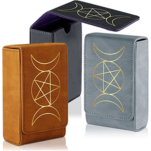 3 Pcs Estuche Cuero Tarot Sun Moon Universal