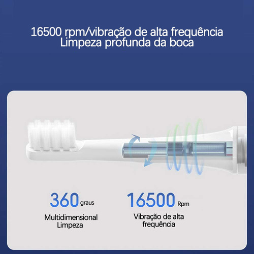 Escova Dente Elétrica S Fio Mijia T100 Ipx7 Dental+ 3cabeças