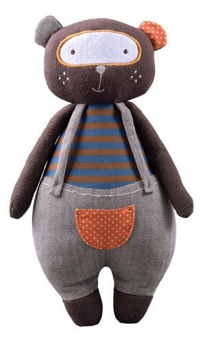 Oso Peluche Tejido Con Sonajero Storki 40 Cm - Color Chocolate