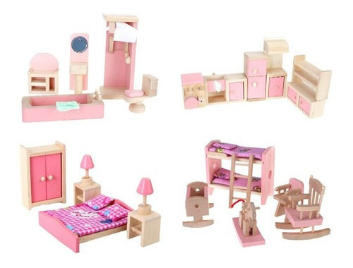 Set De Juego De Baño Dormitorio Y Cocina Para Casa De Muñeca